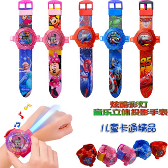 Mickey cartoon colorful lights music electronic 24pattern cartoon projection watch children's toys gift hello kitty women watchs