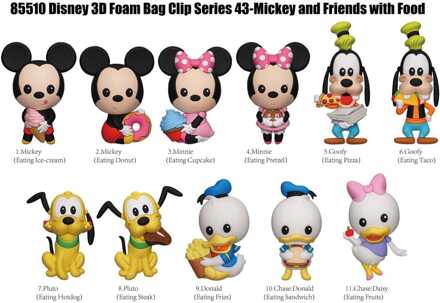 Mickey & Friends 3D PVC Bag Clips Mickey & Friends with Food Series 43 Display (24)