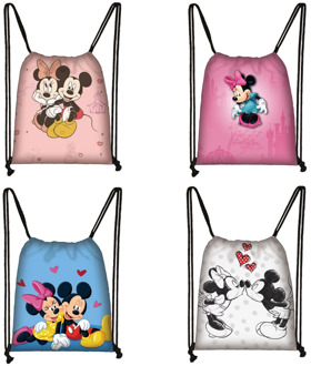 Mickey Minnie Print Drawstring Bag Women Travel Bag Teenager School Bag Brown Girl And Boy Backpack Fashion Female Storage Bag O