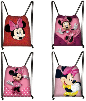 Mickey Minnie Print Drawstring Bag Women Travel Bag Teenager School Bag Brown Girl And Boy Backpack Fashion Female Storage Bag R