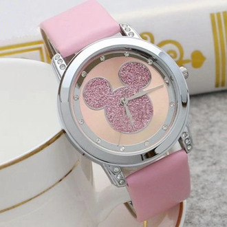 Mickey Mouse Minni Steel Quartz Watch Cartoon Children Watches Crystal Diamond Ladies Student Women Anime Clock Girls Golden