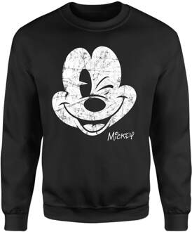 Mickey Mouse Worn Face Sweatshirt - Black - M - Zwart