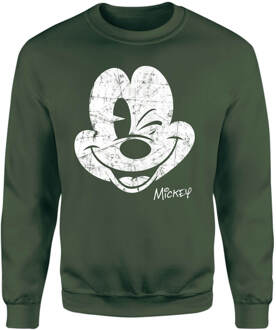 Mickey Mouse Worn Face Sweatshirt - Green - S - Groen
