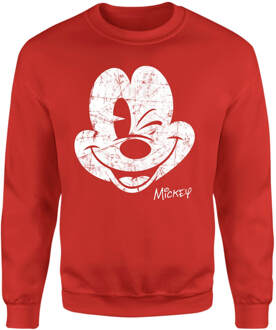 Mickey Mouse Worn Face Sweatshirt - Red - XL - Rood