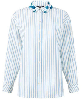 Micky blouse sa 751 stripe sequins 000750 aquamarijn Blauw - 44