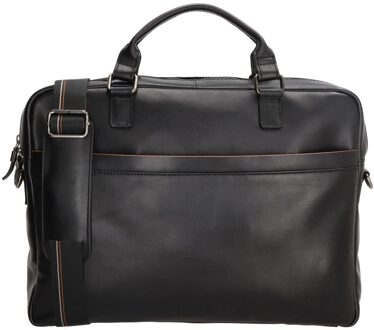 MicMacbags leren laptoptas Le Mans 15,6" Zwart