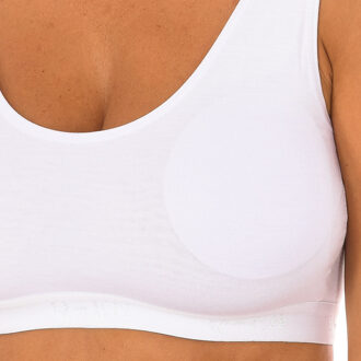 Micofibra Bamboe kanten top met ronde hals 707 vrouw Wit