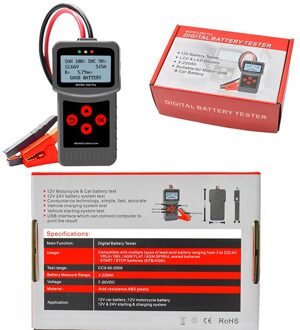 MICRO-200 Pro Auto Batterij Tester 12V 24V Multi-Taal Digitale Agm Efb Gel Automotive Belasting Batterij Systeem analyzer Voor Auto Moto groot Clip