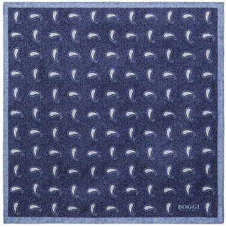 Micro-gepatroonde zijden pochet Boggi Milano , Blue , Heren - ONE Size