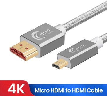 Micro Hdmi Naar Hdmi Kabel 4K 3D 60Hz Hoge Snelheid Micro Hdmi Kabel Adapter Voor Gopro Raspberry Pi4 micro Hdmi Kabel 2.0V 1M 2M 3M grijs / 1m