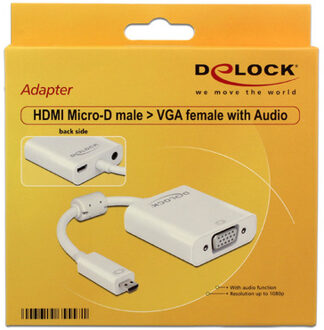Micro HDMI naar VGA + 3,5mm adapter - wit - 0,15 meter