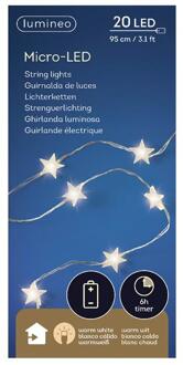 Micro LEDverlichting ster 95cm 20L Zilverkleurig
