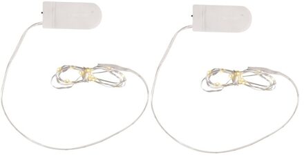 Micro lichtsnoer - 2x - 10 led lampjes - warm wit - 120 cm - kerstlampjes