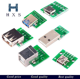 Micro Mini USB USB A Male USB 2.0 3.0 A Female USB B Connector Interface to 2.54mm DIP PCB Converter Adapter Breakout Board