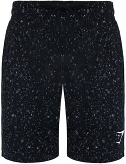 Micro Print Heren Zwarte Shorts