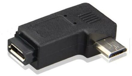 Micro USB Female to Male adapter, 90° Left Angle
