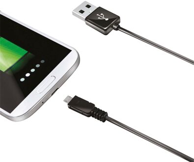 Micro-USB Kabel 1 meter, Zwart - Celly