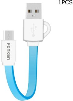 Micro Usb Kabel 10 Cm Pocket Telefoon Kabels Reizen Spare Power Bank Snel Opladen Cord 2.4A Sleutelhanger Noodle Android Data draad Pocket blauw kabel