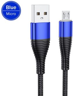 Micro Usb Kabel Snel Opladen 3A Usb Data Kabel Voor Samsung Htc Lg Mobiele Telefoon Usb-oplaadkabel Android Tablet usb Cord Wire blauw / 100cm