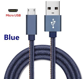 Micro Usb Kabel Snelle Lader Usb Data Kabel Nylon Sync Cord 3A Voor Samsung Xiaomi Huawei Redmi Opmerking 4 5 android Microusb Kabels blauw / 1.2m