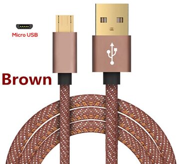 Micro Usb Kabel Snelle Lader Usb Data Kabel Nylon Sync Cord 3A Voor Samsung Xiaomi Huawei Redmi Opmerking 4 5 android Microusb Kabels bruin / 1.8m