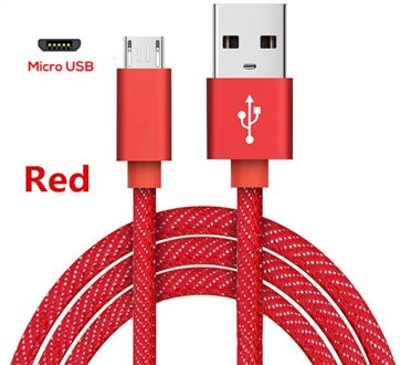 Micro Usb Kabel Snelle Lader Usb Data Kabel Nylon Sync Cord 3A Voor Samsung Xiaomi Huawei Redmi Opmerking 4 5 android Microusb Kabels rood / 1.8m