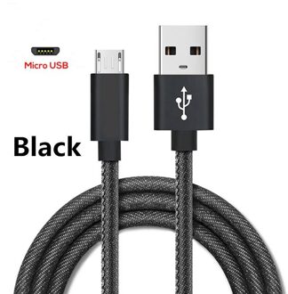Micro Usb Kabel Snelle Lader Usb Data Kabel Nylon Sync Cord 3A Voor Samsung Xiaomi Huawei Redmi Opmerking 4 5 android Microusb Kabels zwart / 2m
