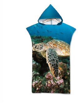 Microfiber Gedrukt 3D Zeeschildpad Hooded Strandlaken Unisex Quick Dry Zwembad Poncho Badhanddoek Met Mantel Badjas color1