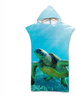 Microfiber Gedrukt 3D Zeeschildpad Hooded Strandlaken Unisex Quick Dry Zwembad Poncho Badhanddoek Met Mantel Badjas color2