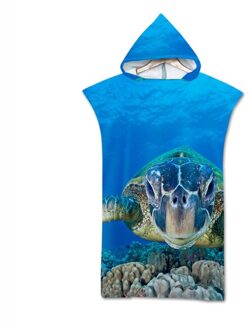 Microfiber Gedrukt 3D Zeeschildpad Hooded Strandlaken Unisex Quick Dry Zwembad Poncho Badhanddoek Met Mantel Badjas color7