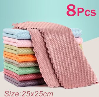 Microfiber Glas Tepeldoekje Spiegel Reinigingsdoekje Keuken Schoonmaken Handdoek Veeg Wijnglas Doek Autoruit Schoon Gereedschap 8stk