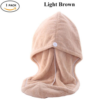 Microfiber Haar Handdoek Wrap Voor Vrouwen Volwassen Badkamer Absorberende Sneldrogende Thuis Bad Dikkere Douche Lange Krullend Droog Haar cap Towel licht bruin