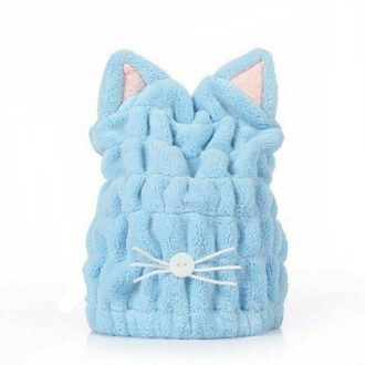 Microfiber Haar Sneldrogend Douche Wrap Bad Head Tulband Absorberende Cap Handdoek Blauw