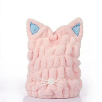 Microfiber Haar Sneldrogend Douche Wrap Bad Head Tulband Absorberende Cap Handdoek Roze