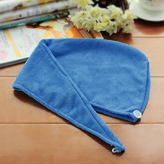 Microfiber Handdoek Snel Droog Haar Cap Magie Drogen Tulband Douche Cap Zwemmen Hat Bad Douche Zwembad Cap Föhn blauw