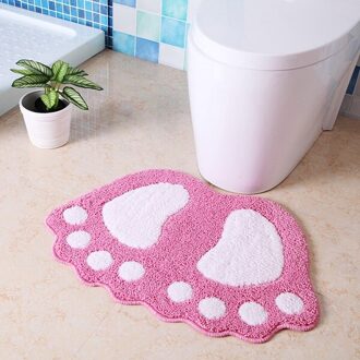 Microfiber Mini Matten Voet Print Badmatten Antislip Badkamer Tapijt Mat Wc Badmat Bad Pad Tapijten Badkamer levert Tapijten roze