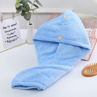 Microfiber Stof Badhanddoeken Wrap Droog Geperst Haar Sauna Handdoek Textiel Badjas Vrouwen Cap Spa Producten Voor Badkamer Thuis Blauw