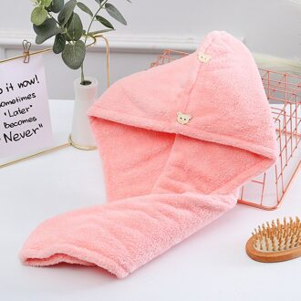 Microfiber Stof Badhanddoeken Wrap Droog Geperst Haar Sauna Handdoek Textiel Badjas Vrouwen Cap Spa Producten Voor Badkamer Thuis Roze