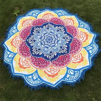 Microfiber Strandlaken Kwastje Indian Mandala Tapestry Lotus Gedrukt Bohemian Yoga Mat Bikini Cover-Up Deken Badhanddoek blauw A Towel
