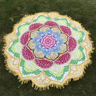 Microfiber Strandlaken Kwastje Indian Mandala Tapestry Lotus Gedrukt Bohemian Yoga Mat Bikini Cover-Up Deken Badhanddoek geel B Towel