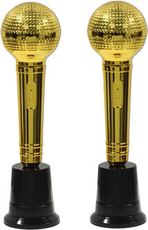 Microfoon award - 2x - goud - 23 cm - muziek prijs - karaoke avond