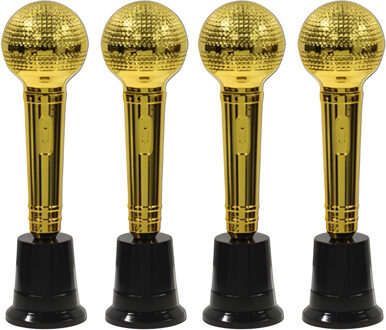 Microfoon award - 4x - goud - 23 cm - muziek prijs - karaoke avond