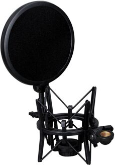 Microfoon Shock Mount Met Pop Filter Shield Double Mesh Laag Voorruit Wind Screen Met 3/8 "Tot 5/8" Schroefdraad voor Microfoon SH-100