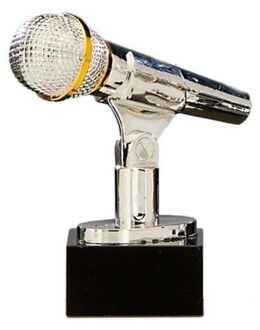 Microfoon Trofee - 17 cm - beker - zingen award - zilverkleurig Multi