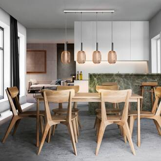 Micron LED hanglamp, balk, 4-lamps, chroom, goud