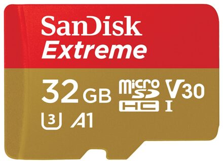 MicroSDHC Extreme 32GB 100 mb/s - A1 - V30 - SDA - Rescue Pro DL 1Y Micro SD-kaart Rood