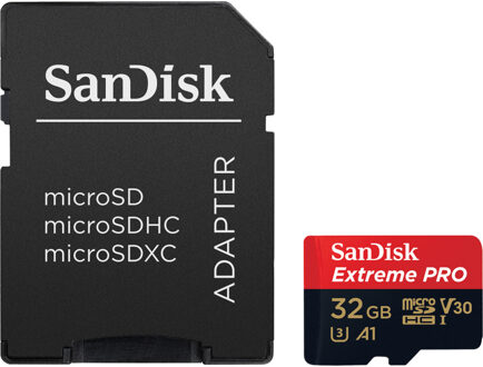 MicroSDHC Extreme PRO 32GB 100 mb/s - A1 - V30 - SDA - Rescue Pro DL 1Y Micro SD-kaart Zwart