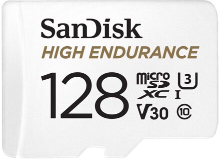 MicroSDHC High Endurance 128GB incl SD adapter Micro SD-kaart Wit