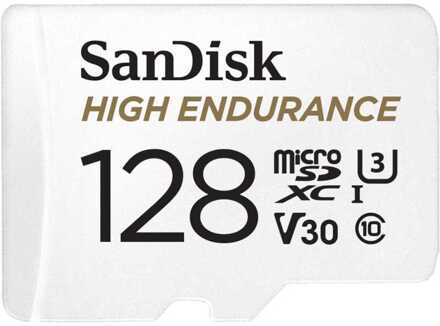 MicroSDHC High Endurance 128GB incl SD adapter Micro SD-kaart Wit
