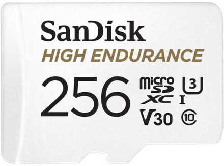 MicroSDHC High Endurance 256GB incl SD adapter Micro SD-kaart Wit